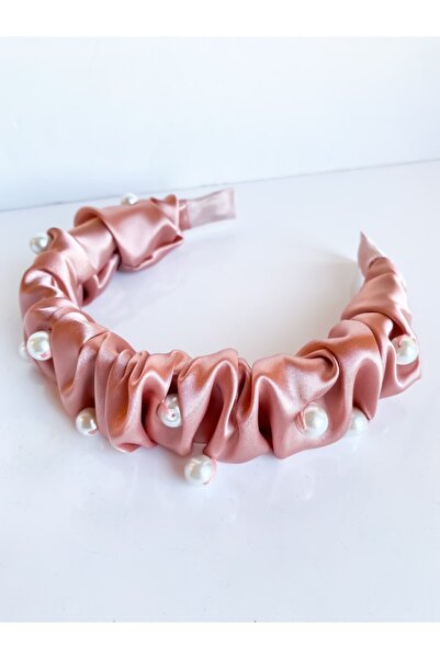 CSR AKSESUAR İncili Gül Kurusu Saten Taç