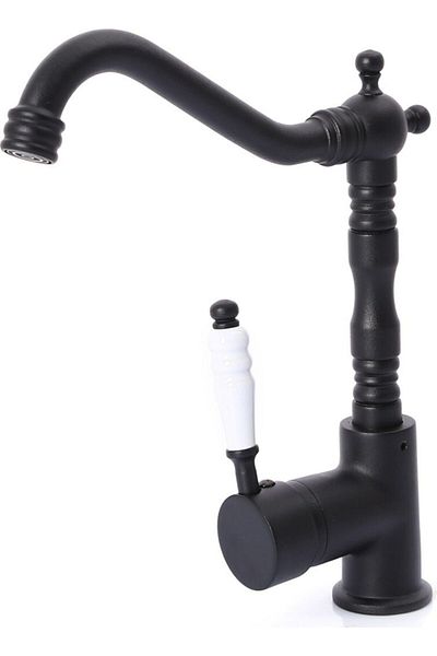 Sardıcı Marko Black Kitchen Sink Faucet Porcelain Handle