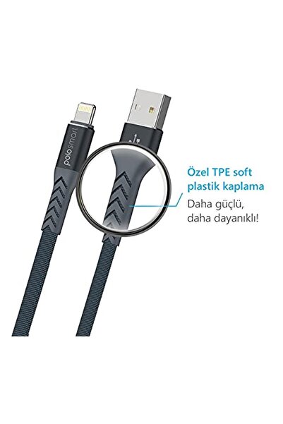 Polosmart Psm22 1.2 Metre (ıos) Light Süper Hızlı Şarj Ve Data Kablosu, Siyah Nrntgtshpmkd7027635