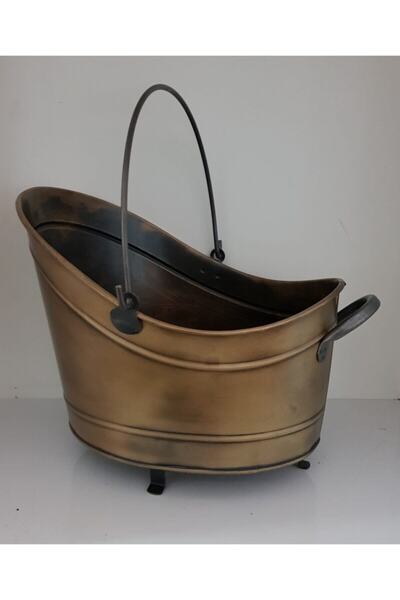 KOCHERCONCEPT Şömine Kovası 45 Cm Antik Eskitme Büyük Boy Dekoratif Ayaklı Ov...