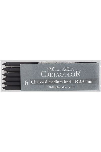 CretaColor Charcoal Medium Charcoal Point of Port 5.6mm 6-Piece 26002
