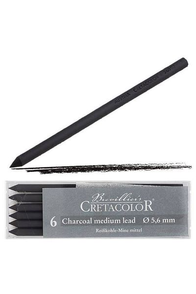 CretaColor Charcoal Medium Charcoal Point of Port 5.6mm 6-Piece 26002
