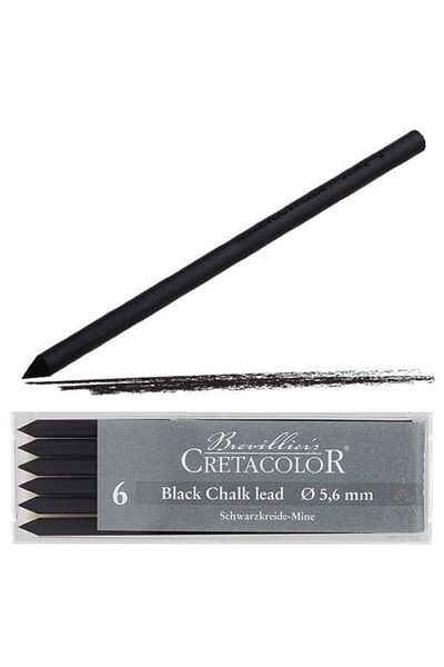CretaColor Black Pastel Medium Black Chalk Point of Port 5,6mm 6-Piece 26012