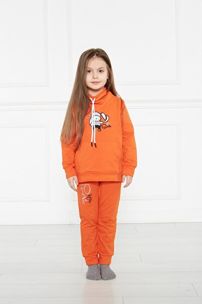GÖKÇECİK TEKSTİL Children's Unisex Orange Pirate Dog Tracksuit Kidsabu