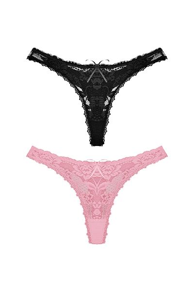 Zena 2-Piece Lace Front, Cotton String Back Women's Panties