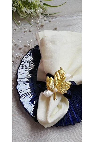 CWolf Золотий металевий лист 6-пальцевий кільце для серветок