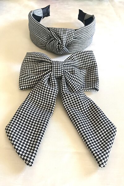 alsaccessories Combinație de coroană de păr cu model în carouri și clemă cu f...