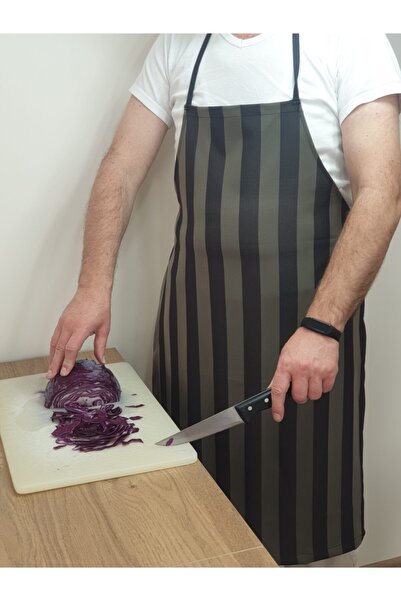 koçaktoptan مريلة مطبخ منقوشة بخطوط عمودية مقاس 90 سم للرجال والنساء للجنسين