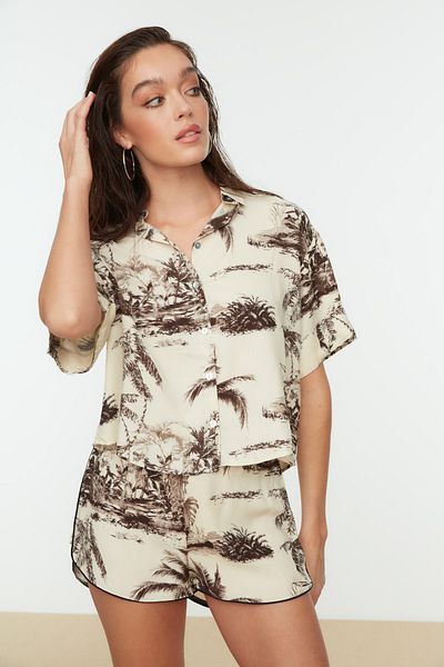 Trendyol Collection Tropical Print Bridal Shirt and Shorts Beach Set - Tbess21Au0078