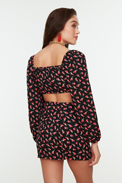 Trendyol Collection Floral Print Woven Balloon Sleeve Blouse Beach Skirt Suit Tbess21Au0222