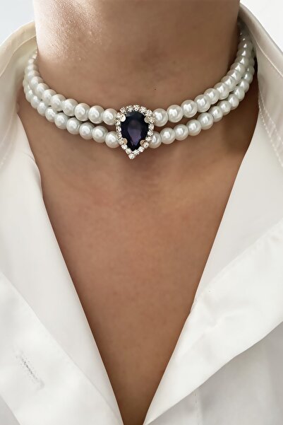 Liveyn Design Çift Sıralı Cam Inci Choker