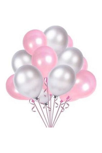 Deniz Party Store Metallic Pink Silver Balloon 10 Pieces