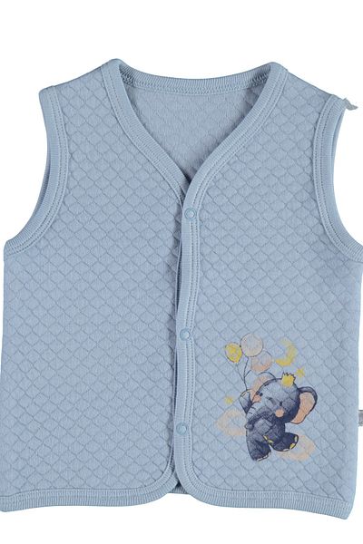 Bimini Blue Quilted Vest - Elephant with Balloons