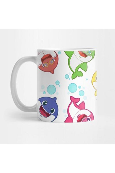 Pixxa Baby Shark Family - White Bg Version Mug