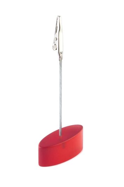 GIFTS STORE حامل ملاحظات على شكل إليبس باللون الأحمر (مع مشبك فم التمساح) للاستخدام على سطح الطاولة