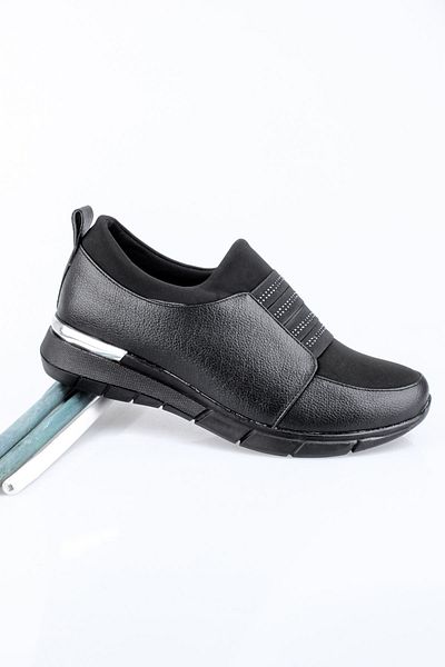 Lal Shoes & Bags Pantofi sport Bram pentru femei cu benzi de cauciuc-negru
