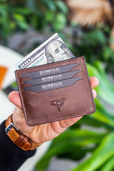 Garbalia Θήκη για κάρτες Walteria Crazy Leather Mini Unisex καφέ