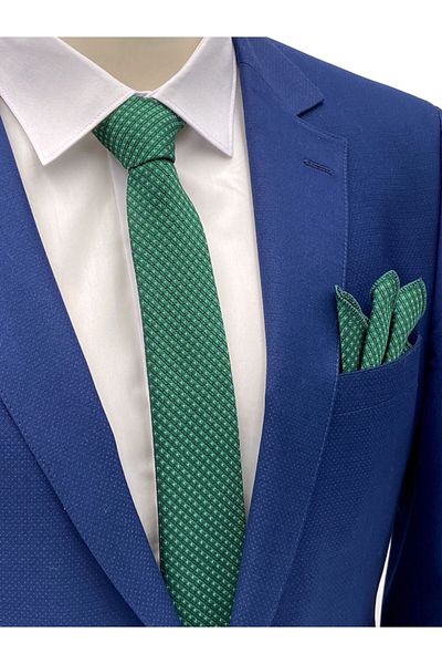 Brianze Green Patterned Tie Handkerchief Set