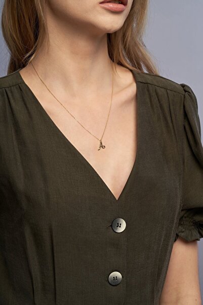 Redstone Store A Harfli 14k Sarı Altın Kaplama Gümüş Kolye