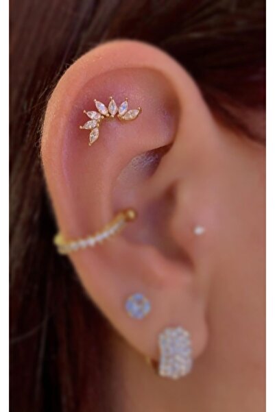 Arescollection Cerrahi Çelik Zirkon Taşlı Tragus Kıkırdak Piercingi