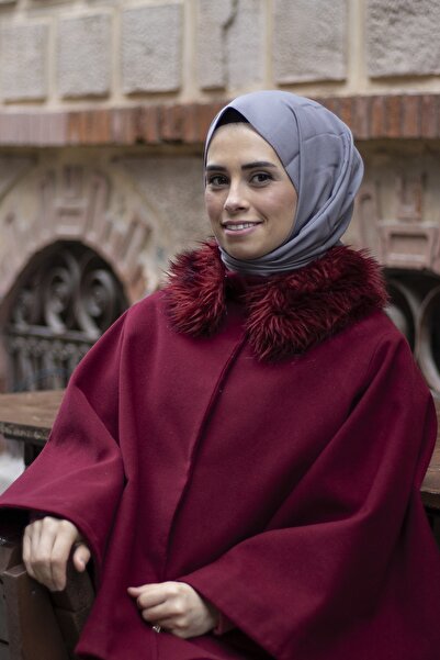 dafne moda Bordürlü Pano Şifon Gri Şal