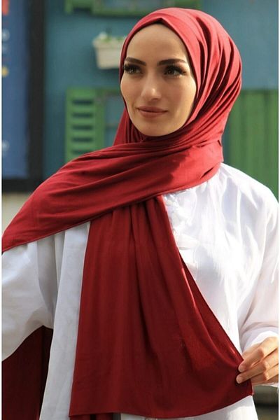 HAR-UM Ticaret Women's Combed Cotton Shawl Claret Red