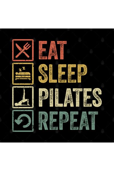 Pixxa Funny Eat Sleep Pilates Repeat Retro Vintage Gift Mug Cup