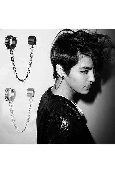 Köstebek Gothic Punk - Stainless Steel Spiked Cartilage Wrap Earrings