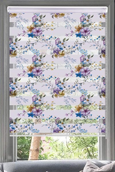 Lotus Nergis Çiçeği Serpme Baskı Zebra Perde Çocuk Odası Nergisv2