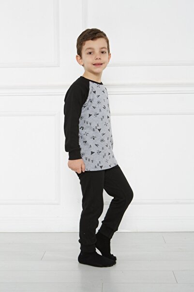 GÖKÇECİK TEKSTİL طقم بيجامة أطفال - كيدزابو منقوشة ببوصلة