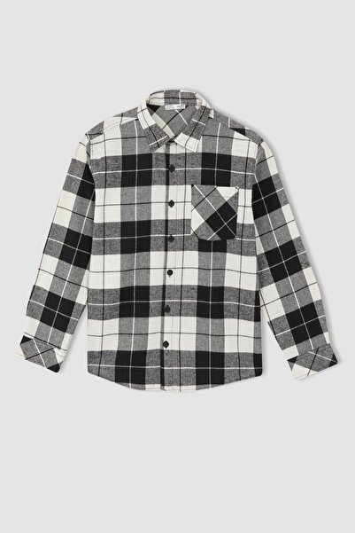 DeFacto Chlapecká kostkovaná flanelová košile s dlouhým rukávem