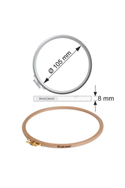 Şirin Kasnak Кръгли дървени пръстени за бродерия с винт - Диаметър 10,5 cm - ...