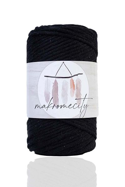 Makromecity Premium Screwed Macrame Thread 3mm Macrame Screwable Hobby Thread Set of 4 Black