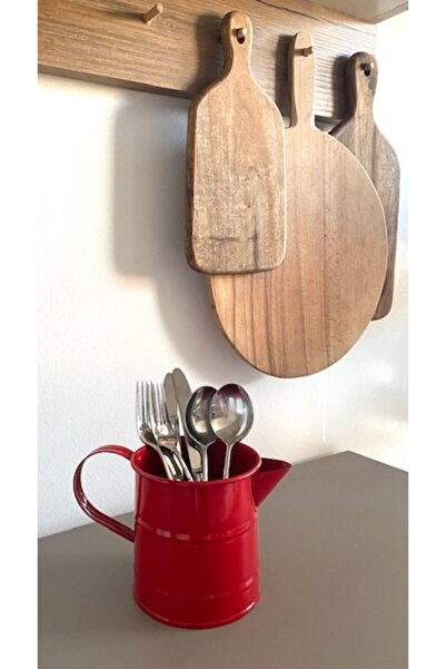 Esy concept Galvaniz Metal Sulama Kabı, Kaşıklık, Saksı 12*11cm Kırmızı