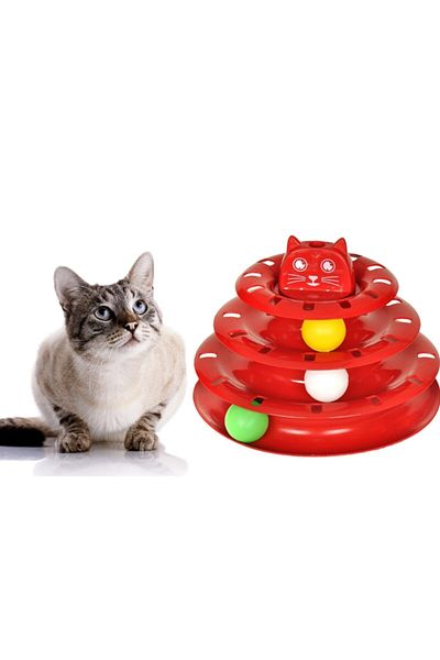 Çiftsan Cat Figured 3 Tiers Cat Play Tunnel 22*19 Cm - Red