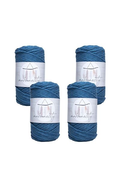 Makromecity Premium Taranan Macrame Twine 3mm Makrame Tearable Hobby Twine Σετ 4 τεμαχίων 4 τζιν μπλε