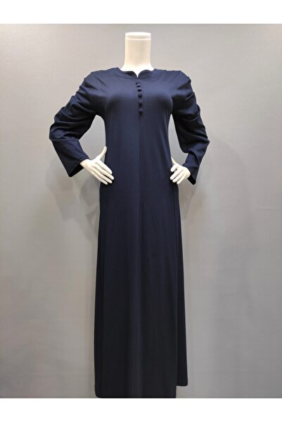 ModaMinar Kadın Penye Mevsimlik Kumaş Ön Düğme Modelli Sade Anne Elbisesi