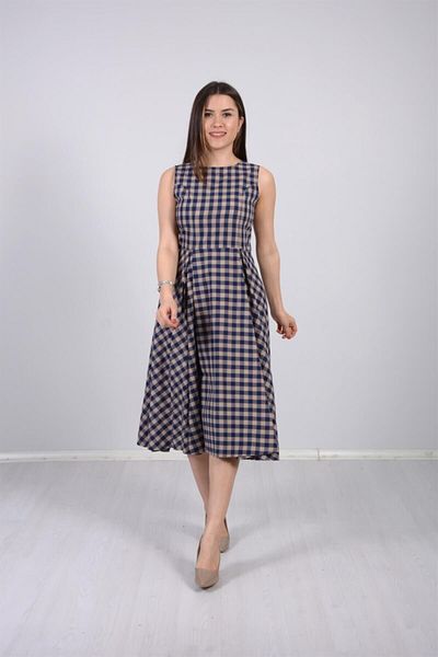 giyimmasalı Rochie Midi din Tesatura Cu Cadri - Culoare Crem