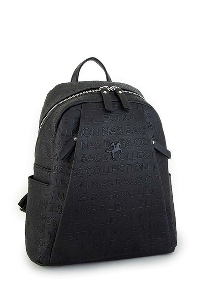 By Hakan Byhakan Nas Bag-1201 Embossed Women's Backpack Black