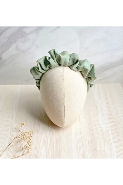 CSR AKSESUAR Yağ Yeşili Saten Lastikli Bebek Bandanası