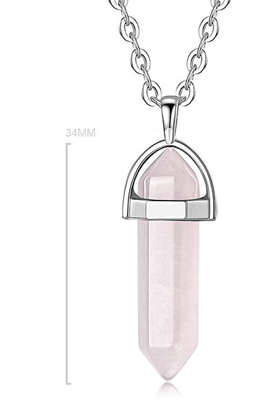 Tesbih Atölyesi Certified Nail Model High Quality Natural Light Pink Quartz Stone Necklace
