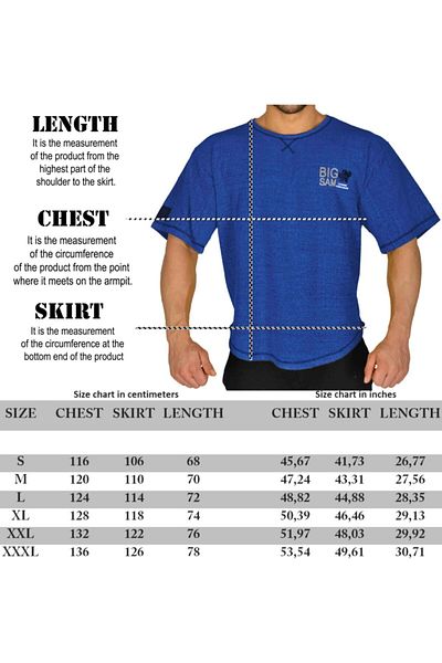 Big Sam Men's Blue Towel Sports T-shirt 3200