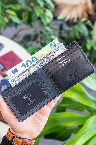 Garbalia Peněženka Jasper z pravé kůže Unisex antracitově černá na karty