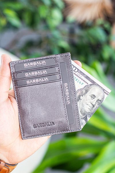 Garbalia Πορτοφόλι Unisex Grey Medallion Crazy Leather Slim Cardholder