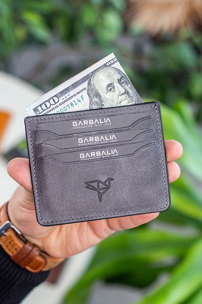 Garbalia Walteria Crazy Leather Mini Unisex Γκρι κάρτα