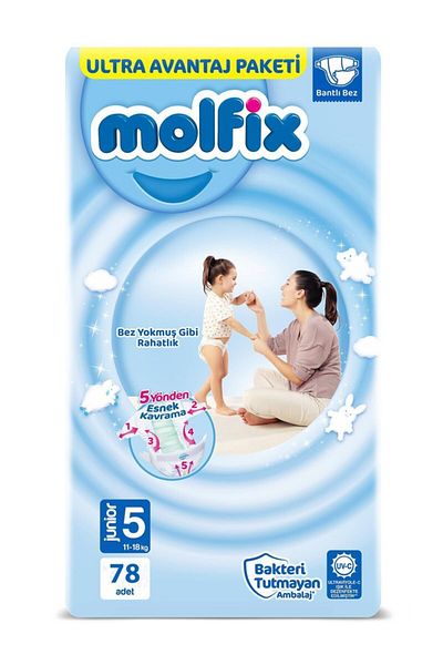 Molfix Baby Diapers Size 5 Junior 78 Pieces Super Deal Pack