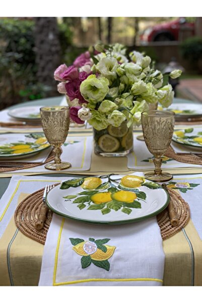 Tunesi Home Beyaz Limonlu Servis Peçetesi