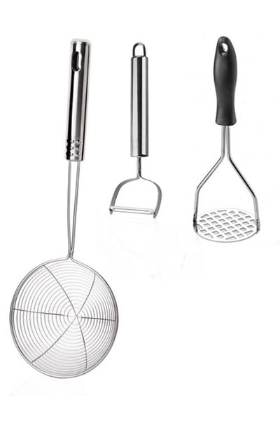 BALSA Everything For Kitchen 14 Cm Colander Metal Handle Peeler Potato Masher Frying Tongs