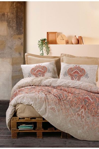 Cotton Box Σετ Παπλωματοθήκη Bohemian Ranforce Διπλό-loreta Beige