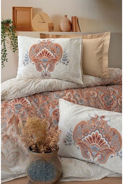Cotton Box Σετ Παπλωματοθήκη Bohemian Ranforce Διπλό-loreta Beige